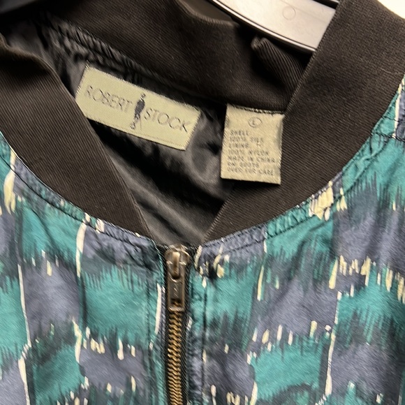 Robert Stock Silk Jacket with Pockets Geometric Pattern Large - Picture 2 of 5